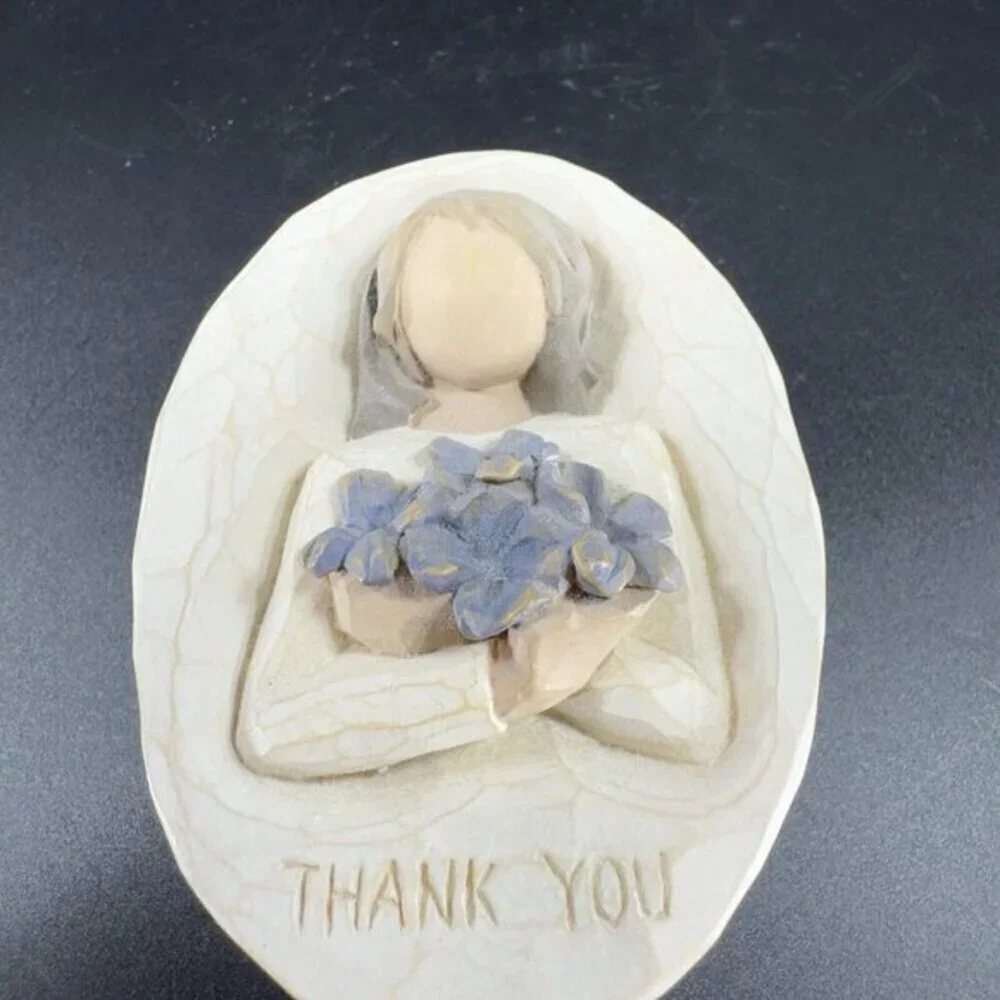 2005 Willow Tree Thank You Resin‎ Trinket Dish W Lid Container Jewelry Holder